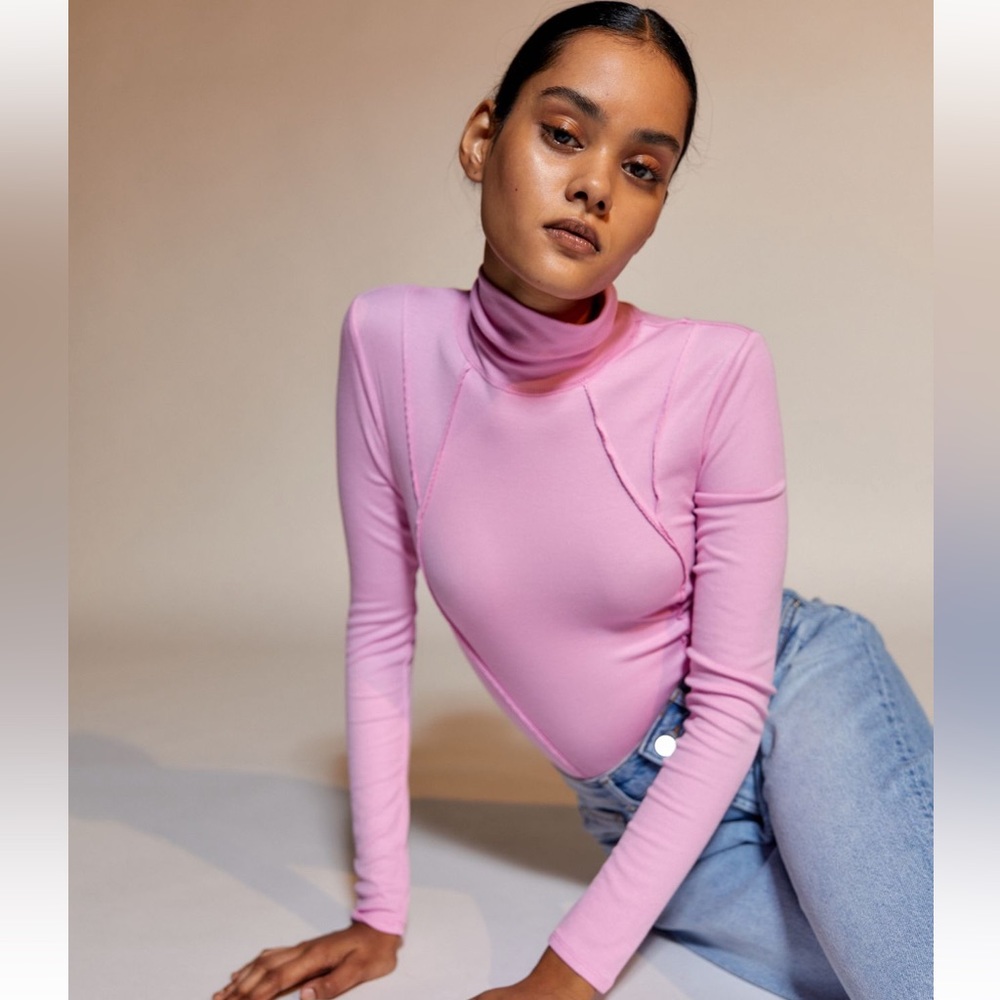 NWT Urban outfitters out from under pink turtleneck thong bodysuit S